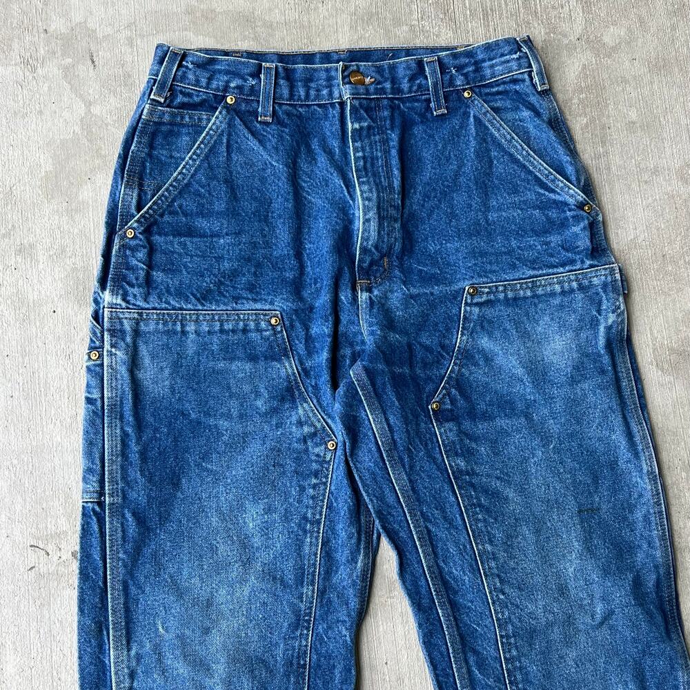 Carhartt blue denim jeans double knee work wear carpenter pants - Picture 8 of 10